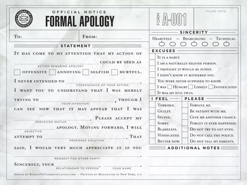 Formal Apology